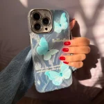 قاب گوشی پروانه موجدار فیروزه ای (Wave Butterfly Cyan)-کیس مال