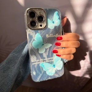 قاب گوشی پروانه موجدار فیروزه ای (Wave Butterfly Cyan)-کیس مال
